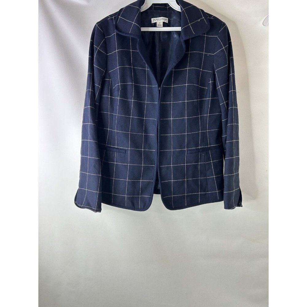 Pendleton Virgin Wool Windowpane Plaid Hook Latch… - image 5